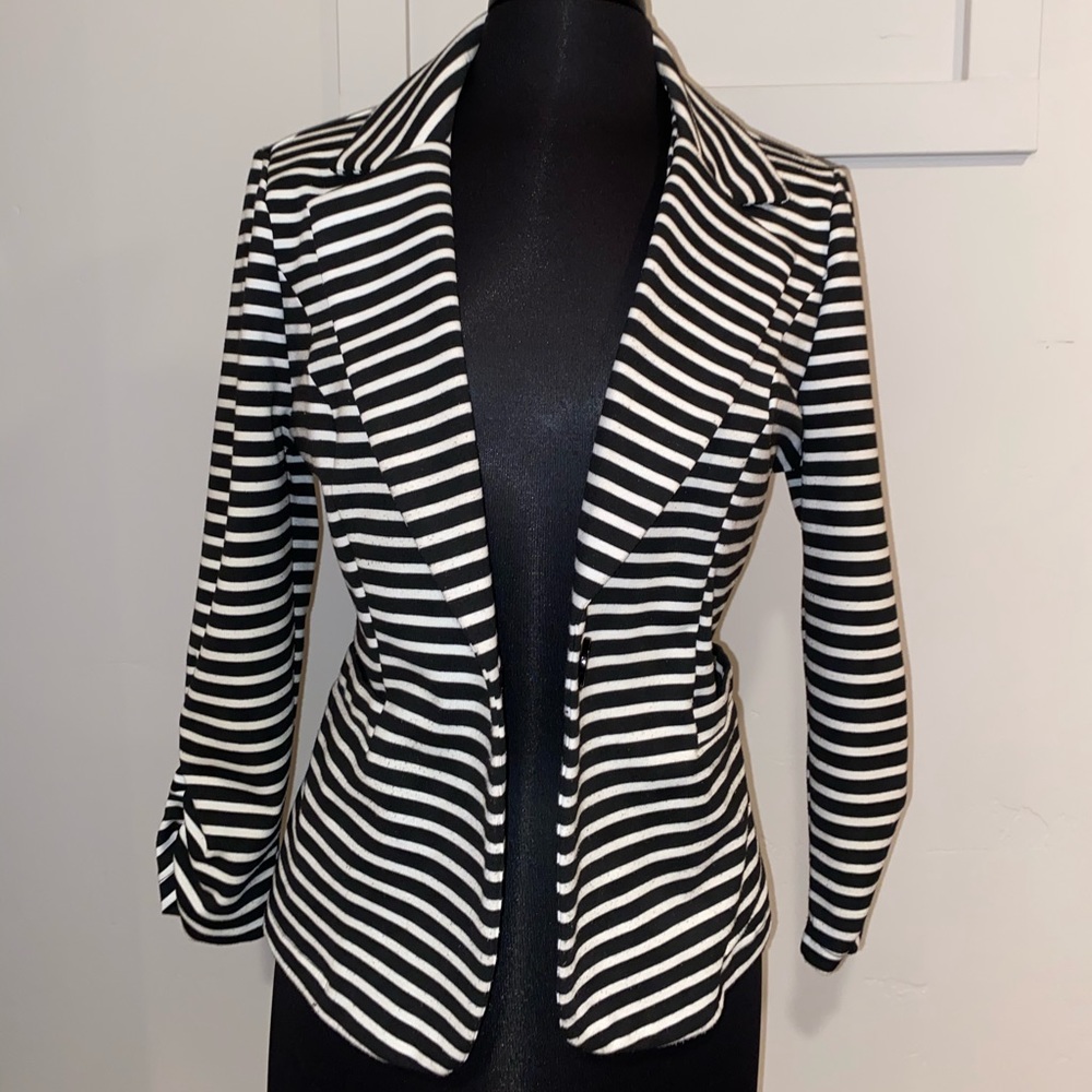 Black and white striped blazer